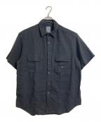 hoboホボ）の古着「22SS リネン コットン オーバーサイズ 半袖シャツ　麻　日本製」｜ブラック
