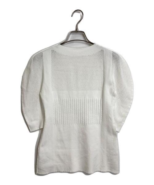 ISSEY MIYAKE（イッセイミヤケ）ISSEY MIYAKE (イッセイミヤケ) デザインカットソー　メッシュ切替カットソー　日本製 ホワイト サイズ:2の古着・服飾アイテム