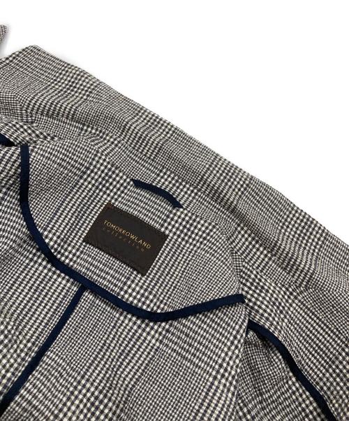 TOMORROW LAND（トゥモローランド）TOMORROW LAND (トゥモローランド) グレンサッカー ダブルブレストジャケット　 ブラウン×ネイビー サイズ:36の古着・服飾アイテム