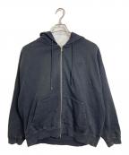 CLELクレイル）の古着「ヘビーウェイト ロゴ刺繍フルジップパーカー　ヴィンテージ加工」｜ブラック