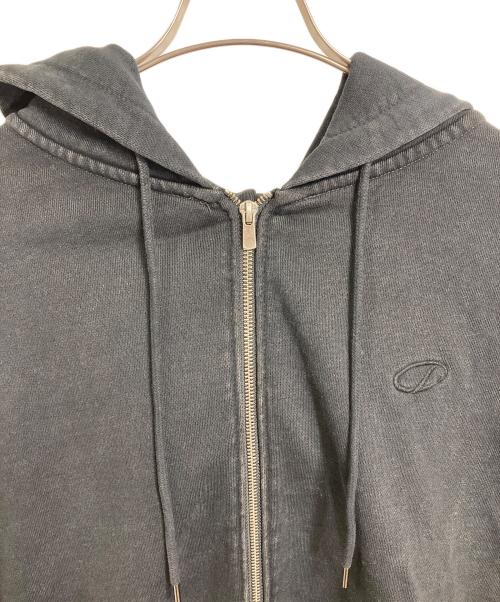CLEL（クレイル）CLEL (クレイル) ヘビーウェイト ロゴ刺繍フルジップパーカー　ヴィンテージ加工 ブラック サイズ:Mの古着・服飾アイテム
