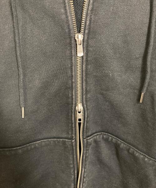 CLEL（クレイル）CLEL (クレイル) ヘビーウェイト ロゴ刺繍フルジップパーカー　ヴィンテージ加工 ブラック サイズ:Mの古着・服飾アイテム