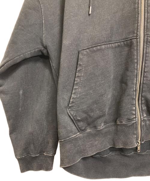 CLEL（クレイル）CLEL (クレイル) ヘビーウェイト ロゴ刺繍フルジップパーカー　ヴィンテージ加工 ブラック サイズ:Mの古着・服飾アイテム