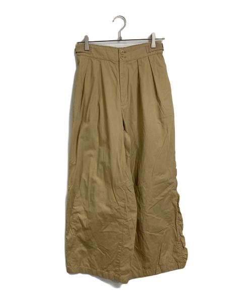 MUVEIL（ミュベール）MUVEIL (ミュベール) フリルワイドパンツ ベージュ サイズ:38の古着・服飾アイテム