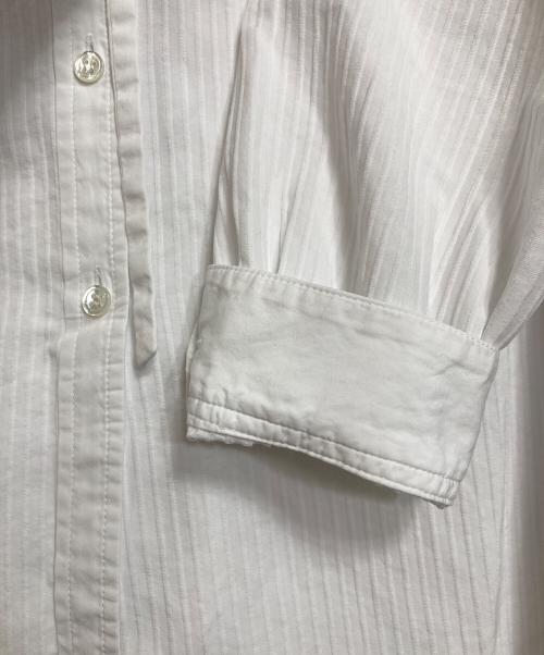 DRAWER（ドゥロワー）DRAWER (ドゥロワー) コットンフリルバックリボンノーカラーブラウス　ブラウス　長袖ブラウス ホワイト サイズ:実寸参照の古着・服飾アイテム