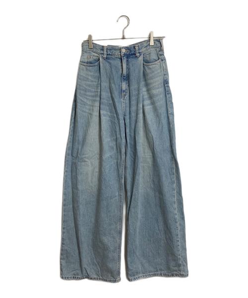 CLANE（クラネ）CLANE (クラネ) SuzuHirose (スズヒロセ) TUCK WIDE DENIM PANTS 広瀬すずコラボ　5ポケット ブルー サイズ:2の古着・服飾アイテム