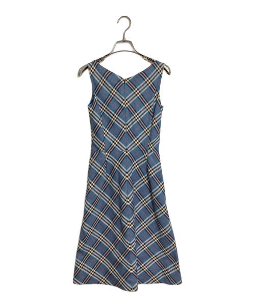 BURBERRY BLUE LABEL（バーバリー ブルー レーベル）BURBERRY BLUE LABEL (バーバリーロンドンブルーレーベル) ノヴァチェックノースリーブワンピース　バーバリーチェック ブルー サイズ:36の古着・服飾アイテム