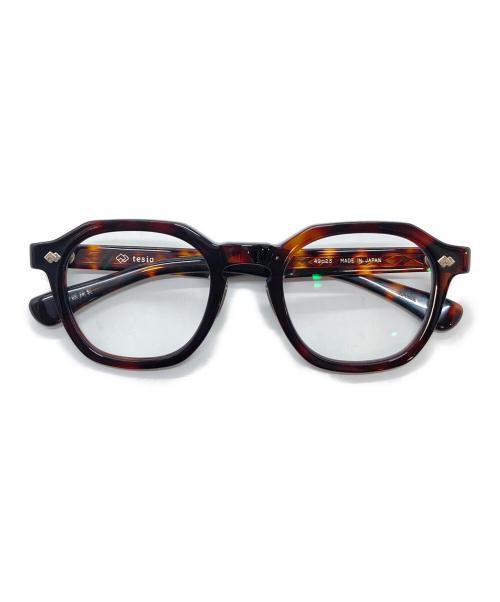 tesio（テシオ）tesio (テシオ) NAMIKI 伊達メガネ　谷口眼鏡製 RBH/レッドブラウンハバナ サイズ:49□23の古着・服飾アイテム