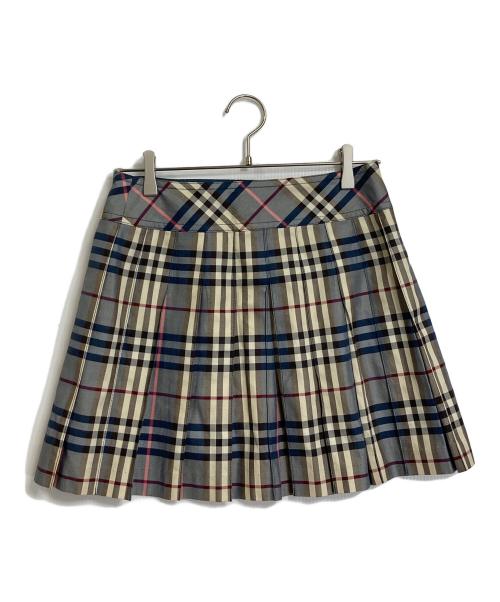 BURBERRY BLUE LABEL（バーバリー ブルー レーベル）BURBERRY BLUE LABEL (バーバリーロンドンブルーレーベル) ノヴァチェックラップミニスカート　バーバリーチェック ベージュ×ブルー サイズ:38の古着・服飾アイテム