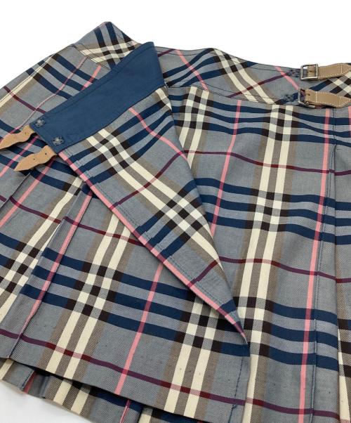 BURBERRY BLUE LABEL（バーバリー ブルー レーベル）BURBERRY BLUE LABEL (バーバリーロンドンブルーレーベル) ノヴァチェックラップミニスカート　バーバリーチェック ベージュ×ブルー サイズ:38の古着・服飾アイテム