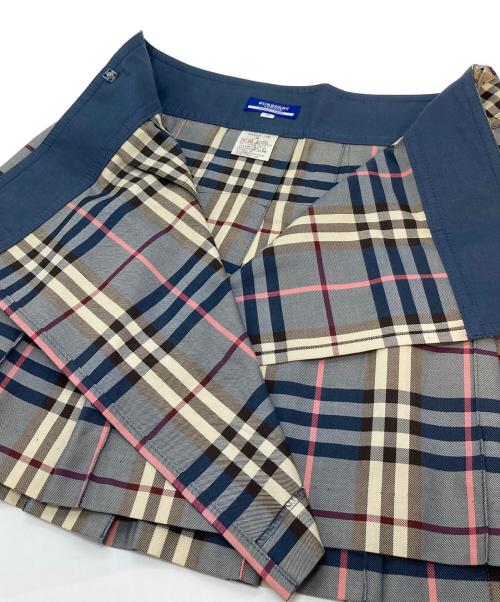 BURBERRY BLUE LABEL（バーバリー ブルー レーベル）BURBERRY BLUE LABEL (バーバリーロンドンブルーレーベル) ノヴァチェックラップミニスカート　バーバリーチェック ベージュ×ブルー サイズ:38の古着・服飾アイテム