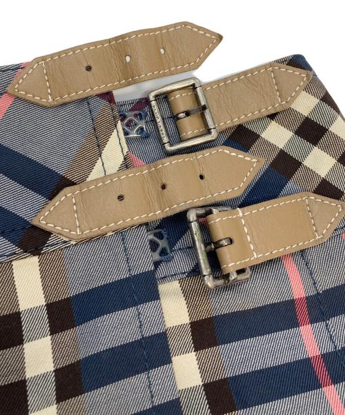 BURBERRY BLUE LABEL（バーバリー ブルー レーベル）BURBERRY BLUE LABEL (バーバリーロンドンブルーレーベル) ノヴァチェックラップミニスカート　バーバリーチェック ベージュ×ブルー サイズ:38の古着・服飾アイテム