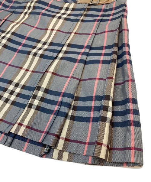 BURBERRY BLUE LABEL（バーバリー ブルー レーベル）BURBERRY BLUE LABEL (バーバリーロンドンブルーレーベル) ノヴァチェックラップミニスカート　バーバリーチェック ベージュ×ブルー サイズ:38の古着・服飾アイテム