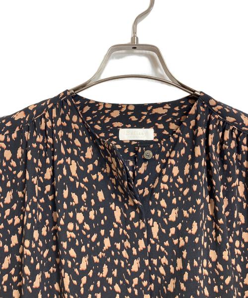BALLSEY（ボールジィ）BALLSEY (ボールジィ) ミニレオパードプリント ギャザーブラウス　日本製 ブラック サイズ:36の古着・服飾アイテム