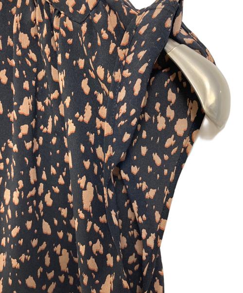 BALLSEY（ボールジィ）BALLSEY (ボールジィ) ミニレオパードプリント ギャザーブラウス　日本製 ブラック サイズ:36の古着・服飾アイテム