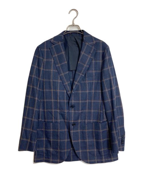 UNITED ARROWS（ユナイテッドアローズ）UNITED ARROWS (ユナイテッドアローズ) チェックテーラードジャケット ネイビー×ブラウン サイズ:46の古着・服飾アイテム