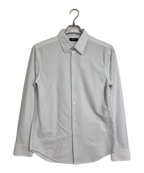 theory（セオリー）theory (セオリー) Sylvain ND A Structure ストライプロングスリーブジャージーシャツ ホワイト×グレー サイズ:XSの古着・服飾アイテム
