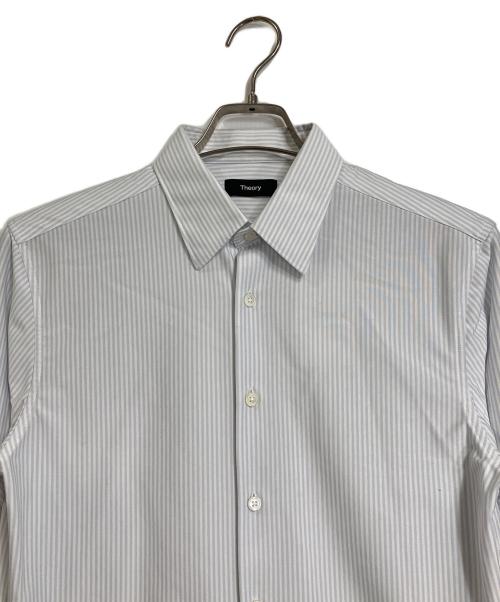 theory（セオリー）theory (セオリー) Sylvain ND A Structure ストライプロングスリーブジャージーシャツ ホワイト×グレー サイズ:XSの古着・服飾アイテム