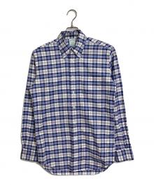 BROOKS BROTHERS（ブルックスブラザーズ）の古着「ボタンダウンチェックシャツ　コットンシャツ　USA製」｜ネイビー