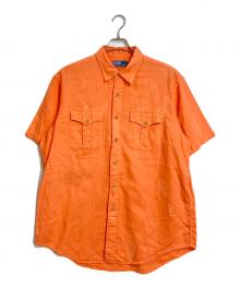 POLO RALPH LAUREN（ポロ・ラルフローレン）の古着「【古着】リネンコットン半袖シャツ　リネン混シャツ」｜オレンジ