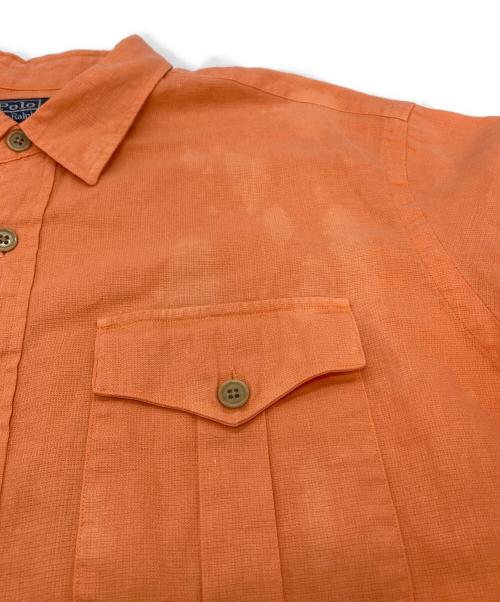 POLO RALPH LAUREN（ポロ・ラルフローレン）POLO RALPH LAUREN (ポロ・ラルフローレン) 【古着】リネンコットン半袖シャツ　リネン混シャツ オレンジ サイズ:XLの古着・服飾アイテム