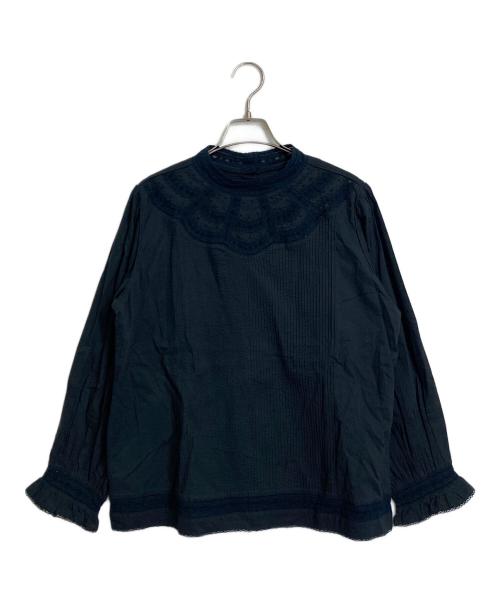 BEARDSLEY（ビアズリー）BEARDSLEY (ビアズリー) リバーレースヨークブラウス ネイビー サイズ:FREEの古着・服飾アイテム