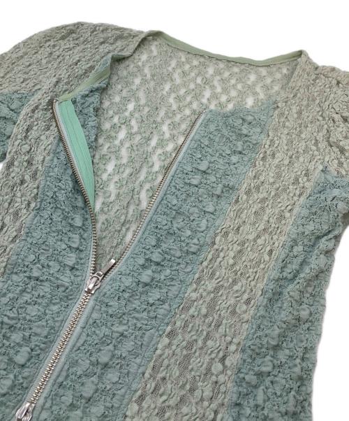 PUBLIC TOKYO（パブリックトウキョウ）PUBLIC TOKYO (パブリックトウキョウ) レースアレンジジップカットソー グリーン サイズ:FREEの古着・服飾アイテム