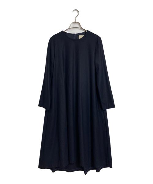 UNITED ARROWS（ユナイテッドアローズ）UNITED ARROWS (ユナイテッドアローズ) フラノ フレアワンピース ネイビー サイズ:38 未使用品の古着・服飾アイテム
