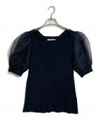 CELFORDセルフォード）の古着「シアーパフスリーブニットプルオーバー」｜ブラック