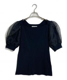 CELFORD（セルフォード）の古着「シアーパフスリーブニットプルオーバー」｜ブラック