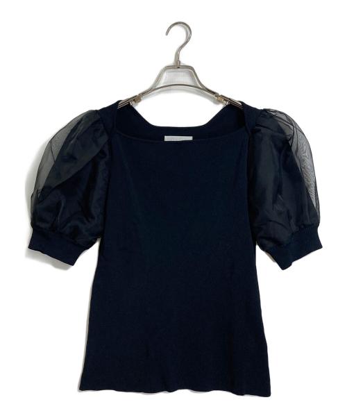 CELFORD（セルフォード）CELFORD (セルフォード) シアーパフスリーブニットプルオーバー ブラック サイズ:38の古着・服飾アイテム