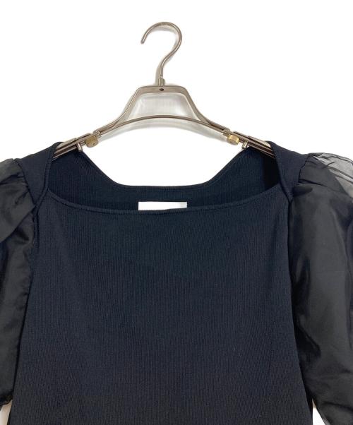 CELFORD（セルフォード）CELFORD (セルフォード) シアーパフスリーブニットプルオーバー ブラック サイズ:38の古着・服飾アイテム