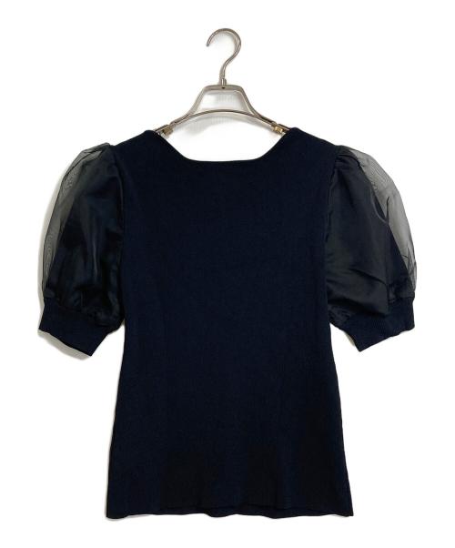 CELFORD（セルフォード）CELFORD (セルフォード) シアーパフスリーブニットプルオーバー ブラック サイズ:38の古着・服飾アイテム