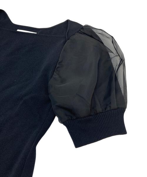 CELFORD（セルフォード）CELFORD (セルフォード) シアーパフスリーブニットプルオーバー ブラック サイズ:38の古着・服飾アイテム