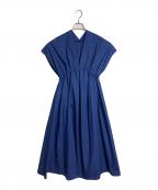 MIDIUMISOLIDミディウミソリッド）の古着「フィット＆フレアワンピース　ノースリーブワンピース　ロングワンピース　日本製」｜ブルー