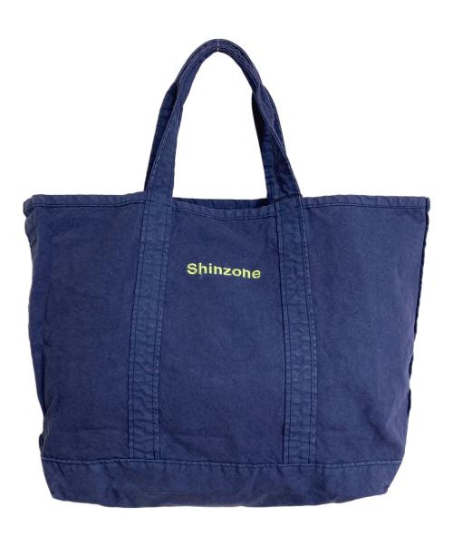 Shinzone（シンゾーン）Shinzone (シンゾーン) トートバッグ　キャンバストートバッグ　Shinzone　Tote ロゴ刺繍 ネイビー サイズ:実寸参照の古着・服飾アイテム