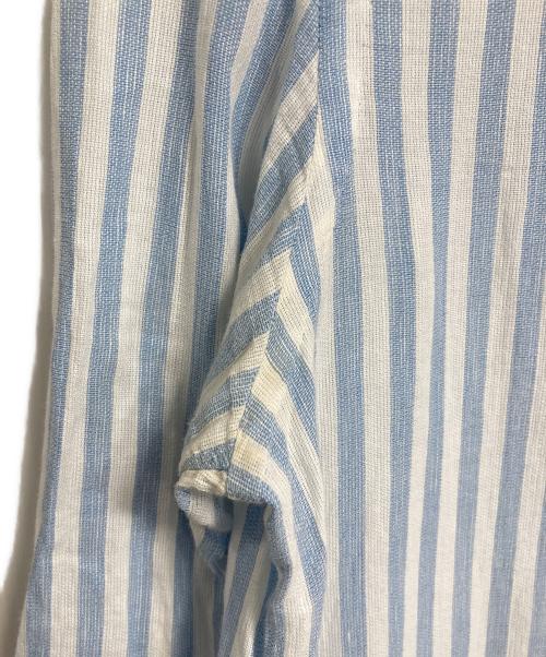Errico Formicola（エリコフォルミコラ）Errico Formicola (エリコフォルミコラ) コットンリネンシャツ　長袖シャツ　ストライプ ホワイト×ブルー サイズ:Mの古着・服飾アイテム