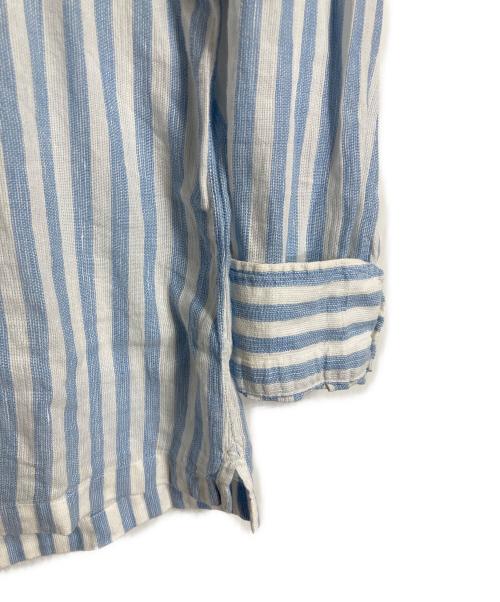 Errico Formicola（エリコフォルミコラ）Errico Formicola (エリコフォルミコラ) コットンリネンシャツ　長袖シャツ　ストライプ ホワイト×ブルー サイズ:Mの古着・服飾アイテム