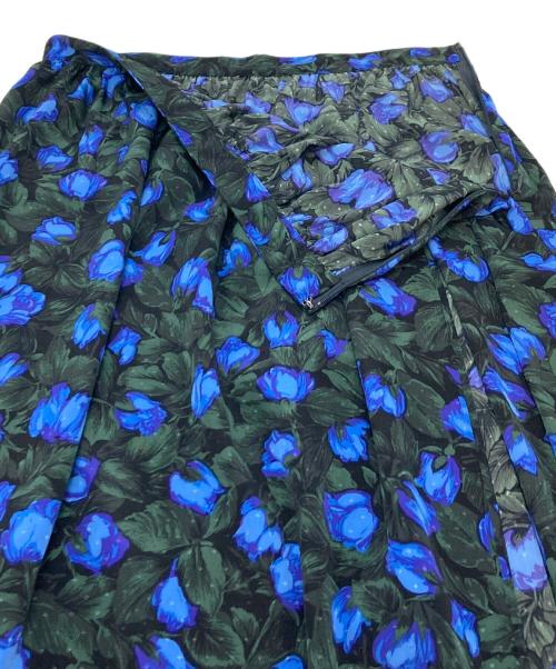 SHIPS（シップス）SHIPS (シップス) フラワープリント マキシスカート ブルー×ブラック サイズ:Mの古着・服飾アイテム