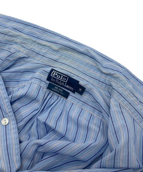 POLO RALPH LAUREN（ポロ・ラルフローレン）POLO RALPH LAUREN (ポロ・ラルフローレン) 【古着】コットンストライプシャツ　長袖シャツ　 NELSON CLASSIC FIT ポニーなし 90年代 NXVT ブルー サイズ:Mの古着・服飾アイテム