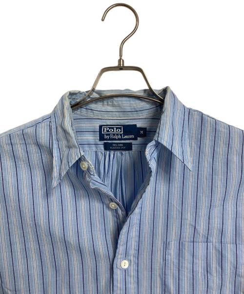 POLO RALPH LAUREN（ポロ・ラルフローレン）POLO RALPH LAUREN (ポロ・ラルフローレン) 【古着】コットンストライプシャツ　長袖シャツ　 NELSON CLASSIC FIT ポニーなし 90年代 NXVT ブルー サイズ:Mの古着・服飾アイテム