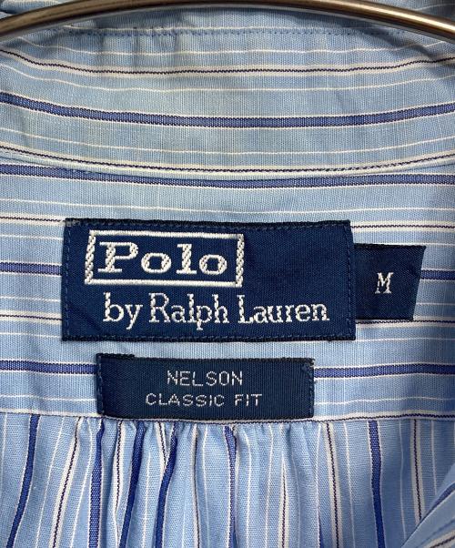 POLO RALPH LAUREN（ポロ・ラルフローレン）POLO RALPH LAUREN (ポロ・ラルフローレン) 【古着】コットンストライプシャツ　長袖シャツ　 NELSON CLASSIC FIT ポニーなし 90年代 NXVT ブルー サイズ:Mの古着・服飾アイテム