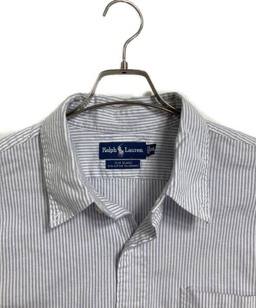 RALPH LAUREN（ラルフローレン）RALPH LAUREN (ラルフローレン) 【古着】ストライプボタンダウンシャツ　長袖シャツ　ポケットシャツ　オーバーサイズ　SLIM BLAKE グレー×ホワイト サイズ:XXLの古着・服飾アイテム