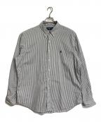 RALPH LAURENラルフローレン）の古着「【古着】ボタンダウンシャツ　コットンシャツ　長袖シャツ　オーバーサイズ　ポニー刺繍　ストライプ」｜ホワイト×ブラック