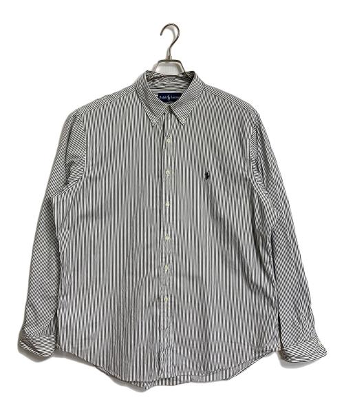 RALPH LAUREN（ラルフローレン）RALPH LAUREN (ラルフローレン) 【古着】ボタンダウンシャツ　コットンシャツ　長袖シャツ　オーバーサイズ　ポニー刺繍　ストライプ ホワイト×ブラック サイズ:17 XLの古着・服飾アイテム