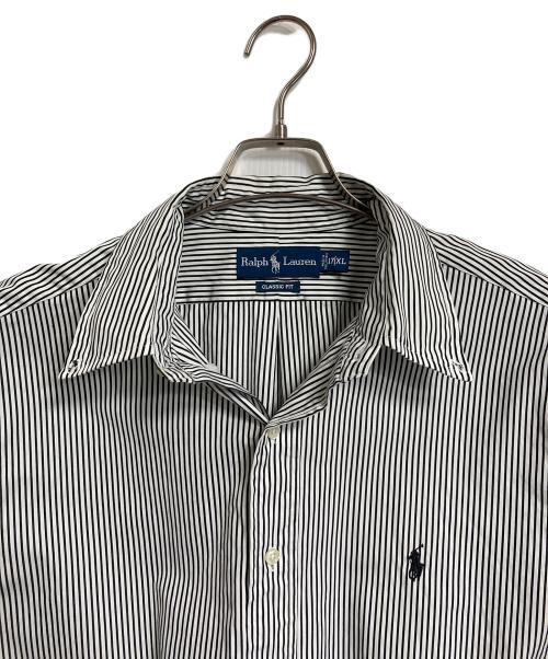 RALPH LAUREN（ラルフローレン）RALPH LAUREN (ラルフローレン) 【古着】ボタンダウンシャツ　コットンシャツ　長袖シャツ　オーバーサイズ　ポニー刺繍　ストライプ ホワイト×ブラック サイズ:17 XLの古着・服飾アイテム