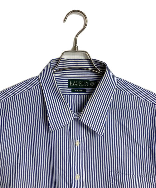 LAUREN RALPH LAUREN（ローレンラルフローレン）LAUREN RALPH LAUREN (ローレンラルフローレン) 【古着】ビックサイズストライプシャツ　長袖シャツ　オーバーサイズ　ポケットシャツ ブルー×ホワイト サイズ:18 34/33の古着・服飾アイテム