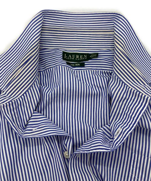 LAUREN RALPH LAUREN（ローレンラルフローレン）LAUREN RALPH LAUREN (ローレンラルフローレン) 【古着】ビックサイズストライプシャツ　長袖シャツ　オーバーサイズ　ポケットシャツ ブルー×ホワイト サイズ:18 34/33の古着・服飾アイテム