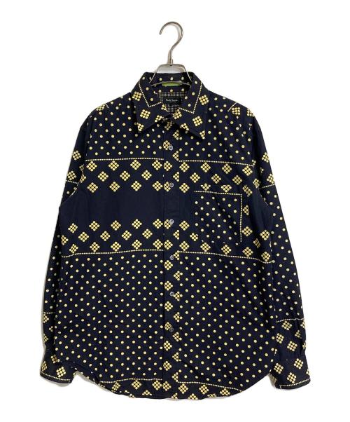 Paul Smith COLLECTION（ポールスミス コレクション）Paul Smith COLLECTION (ポールスミス コレクション) ドットデザインシャツ　コットンシャツ ネイビー×イエロー サイズ:Lの古着・服飾アイテム
