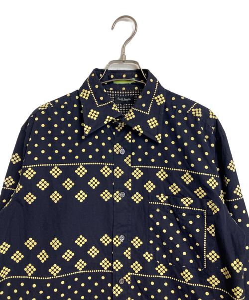 Paul Smith COLLECTION（ポールスミス コレクション）Paul Smith COLLECTION (ポールスミス コレクション) ドットデザインシャツ　コットンシャツ ネイビー×イエロー サイズ:Lの古着・服飾アイテム
